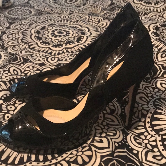 NEVET WORN Black leather and suede pumps size 9.5 - Picture 2 of 2